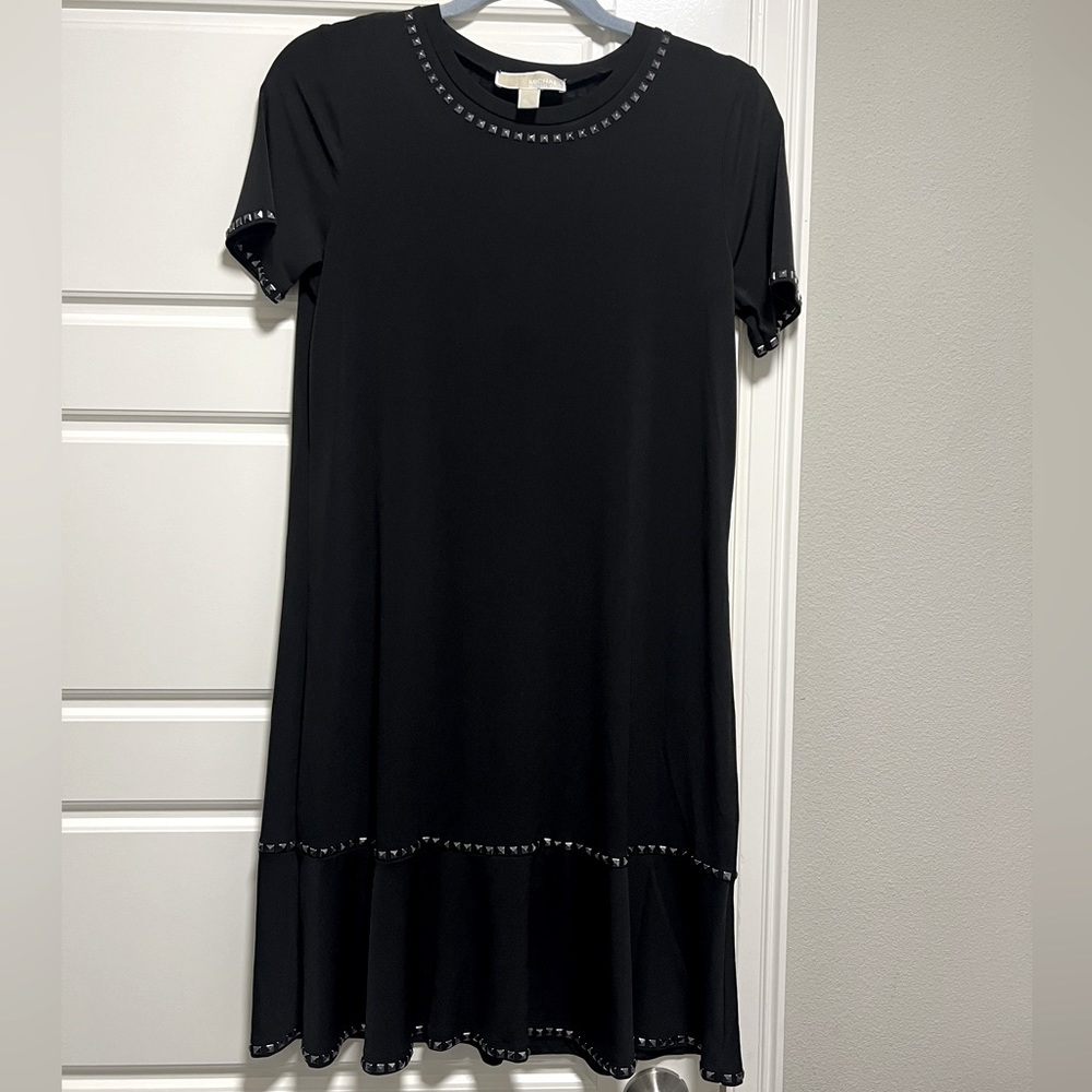 Michael Kors Classic Black Studded MIDI Dress Size Small